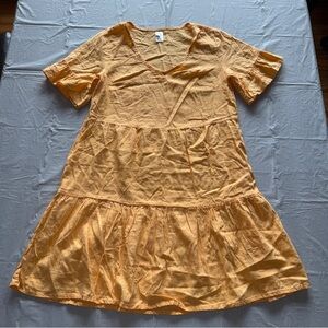 Light Orange Tiered Sundress with Flutter Sleeves